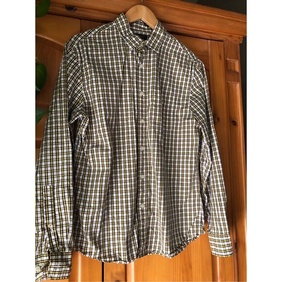 BANANA REPUBLIC Organic Cotton Plaid Multi Button up Shirt SZ M - Picture 2 of 9
